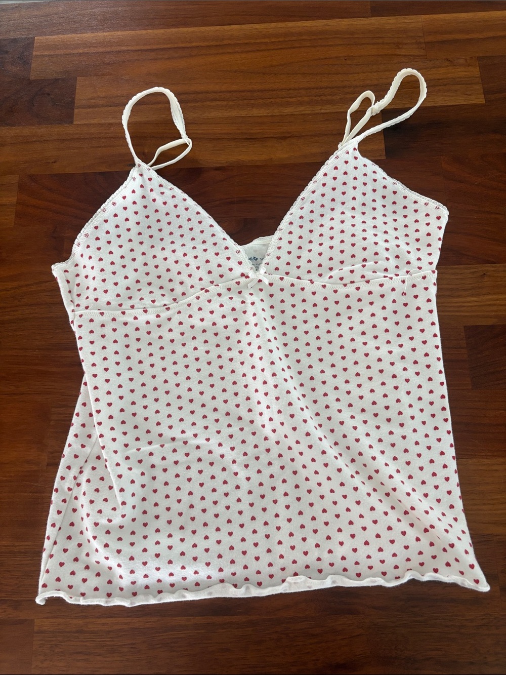 Brandy Melville White Tank Top with Red Heart Print